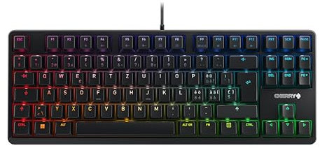 CHERRY G80-3000N RGB TKL, Wired Gaming Keyboard without Numeric Keypad, Swiss Layout (QWERTZ), RGB Lighting, Original MX SILENT RED Switches, Black
