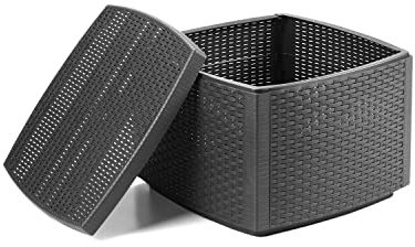 Mesa de Centro/Baúl Exterior, Mesa Polipropileno, Mesa Auxiliar Outdoor, Modelo Kilu, Acabado en Antracita, Medidas: 53 cm (Largo) x 53 cm (Ancho) x 40 cm (Alto)