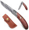 Freelander Taschenmesser Klappmesser Klein, Outdoor Klappmesser Zweihandmesser aus 5CR15 Stahl, Taschenmesser Damast mit Holzgriff, EDC Messer mit Holster für Camping & Survival & Angeln