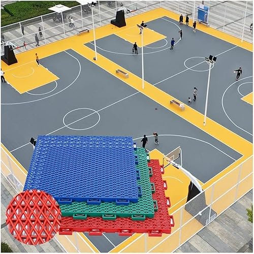 DECAKE Modular Interlocking Floor Tiles Outdoor Basketball Court Modular Interlocking Floor Tiles, Weatherproof Large Plastic Splice Floor Sports Mat (1PCS Grey)