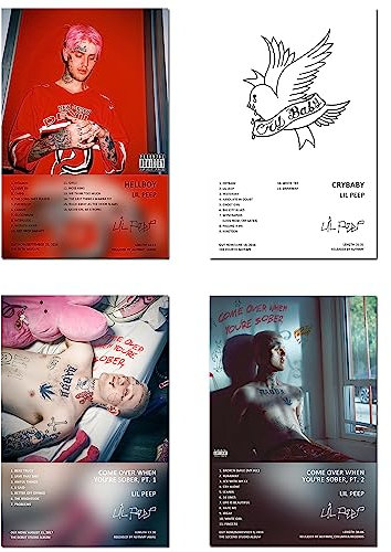 sigeliu Poster mit Lil Peep, limitierte Auflage, ungerahmt, 20 x 30 cm, Wandkunst, Dekordruck, Gemälde für Wohnzimmer, Schlafzimmer, Dekoration, 4 Stück