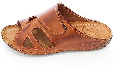 Kristian Shoes 400 Sandales Femme Cuir - Mules Femme d'Été Légères - Fermeture Scratch - Fabriqué à la Main dans l'UE Marron 39