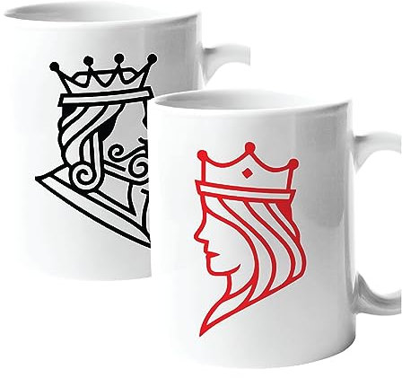 Coppia Tazze Set da 2 Tazze King Queen - tazza in ceramica 11 oz