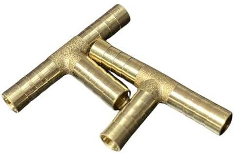 2x Stück T- / Y- Schlauchverbinder Schlauchanschluss Adapter Messing (2x T-Schlauchverbinder, 8mm)
