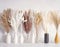 Ramo de 128 Piezas de Pampas Grass secas, decoración Boho para Mesa, Flores secas de Bunny Tails, Pampas Marrones, Pampas Blancas para Bodas, decoración del hogar