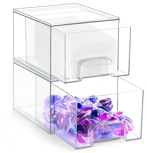 Lekesky Laundry Storage Containers, Dryer Sheets Organiser, Drawer Organiser for Easy Access, Holds Laundry Gel, Dryer Sheets, Clips Etc