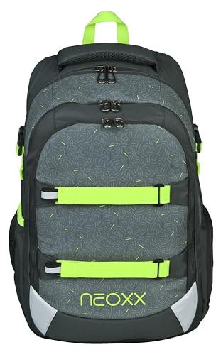 neoxx Schulrucksack ACTIVE Pro Boom - aus recycelten PET-Flaschen - Rucksack für die Schule mit 3 Fächern + Geheimfach – höhenverstellbare und gepolsterte Träger – Volumen ca. 30 Liter – für Jungen