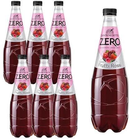 San Benedetto Frutti Rossi Zero, Bibita Analcolica Gassata, 6 x 0,75 L 750 ml, Zero Zuccheri Aggiunti e Pochissime Calorie, Rinfrescante e Leggera