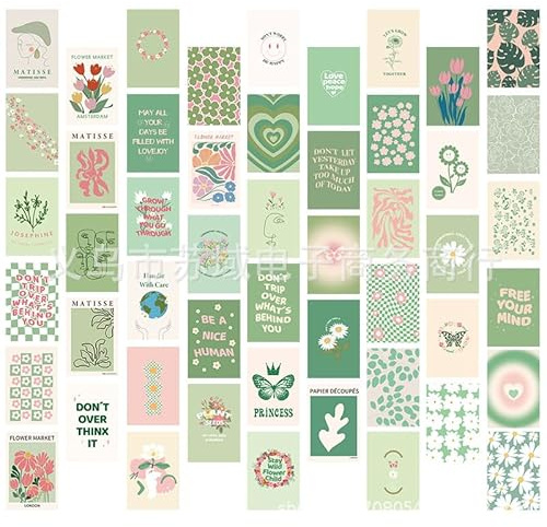 Bymivofun Packung mit 50 Ästhetischen Bildern für Wand Collage, Wohnheim Foto Display, Wand Kunstdrucke für Zimmer, Boho ästhetische Wand Poster