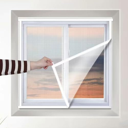 60 x 75 cm, Fliegengitter für Fenster, Fenster, Moskitonetz, Fliegennetz für Fenster, selbsthaftender Insektenvorhang mit PVC-Streifen, hält Insekten fern