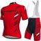 Fenovel Fahrradtrikot, Herren Fahrradanzug, Schnell Trocknender Und Atmungsaktiver Radsportanzug, 19D Gepolsterte Hosenträger Shorts (Red, XL)