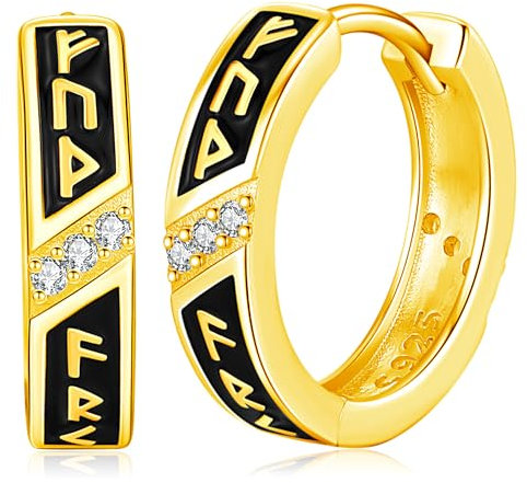 Wikinger Ohrringe Herren 925 Sterling Silber Viking Creolen Rune Kreolen Ohrschmuck Nordische Schmuck Weihnachts Geschenke für Frauen Damen Männer