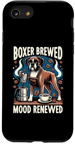 Hülle für iPhone SE (2020) / 7 / 8 Boxer Brewed Mood Renewed Coffein Lover Dog Boxer
