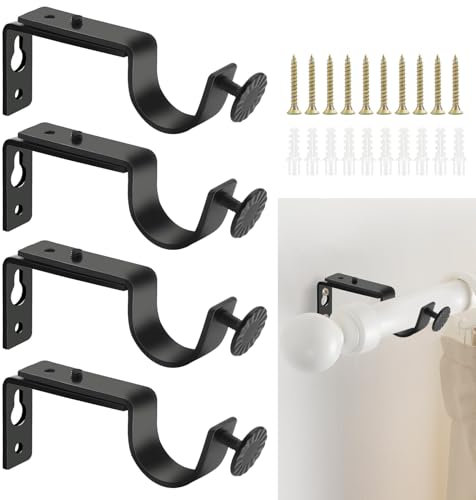 ALLisWE 4 Pièces Support de Tringle à Rideau Réglable 25 à 28 mm Supports Mural Réglable pour Tringle avec Vis Extensible Fixation pour Tringles à Rideaux pour Les Bureaux Les Armoires de Chambre