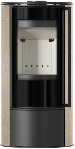 KRATKI Kaminofen Ø 150 5,5 kW Erik dekorative Keramiken Gold Satin Stahlofen Schwedenofen Energieklasse A