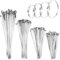 JIZZU Fascette Metalliche, 200 Pezzi Fascette Stringitubo In Inox 304, Fascette Elettricista 150/200/250/300mm, Fascette Acciaio Inox Autobloccanti Per Elettricista, Meccanico, Tubi In Ferro