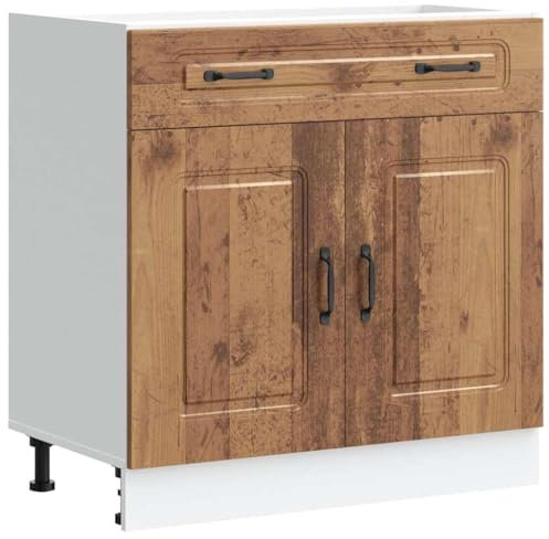 vidaXL Küchenunterschrank Kalmar Altholz-Optik Holzwerkstoff, Spülenunterschrank, Schrank Küche, Lagerschrank, Unterschrank für Küche, Küchenzeile
