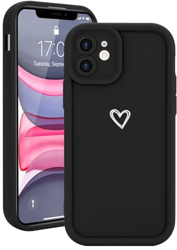 Micoden for iPhone 11 Case Cute Girls Silicone Shockproof Protective Bumper Case with Love Heart Pattern Design for iPhone 11-Black
