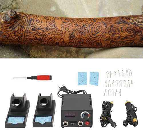 Brennkolben Brandmalerei Holz Gravur Gerät, Brennpeter für Holz Leder Kürbis Brandmalkolben mit 20 Drahtspitzen, 300-700℃ Einstellbare Temperaturregelung Brandmalerei Lötkolben Set