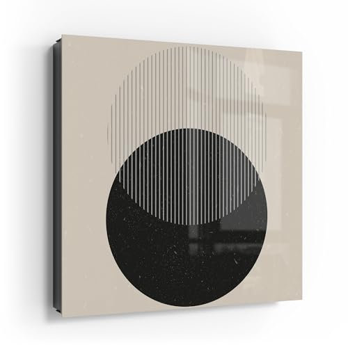 DEQOART Schlüsselkasten schwarz | 30x30 cm | Motiv Licht und Schatten | Glas & Metall Schlüssel-Box | Schlüsselschrank mit 50 Haken + 2 Magnete | Moderne Box magnetisch & beschreibbar