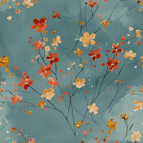 HEKO PANELS Stoff Oxford Wasserdichte Meterware Canvas-Stoff Polyester Stoff Zum Nähen Nähstoffe Dekostoffe Wasserabweisend Blickdicht Blumen 1 Meter 155 x 100 cm