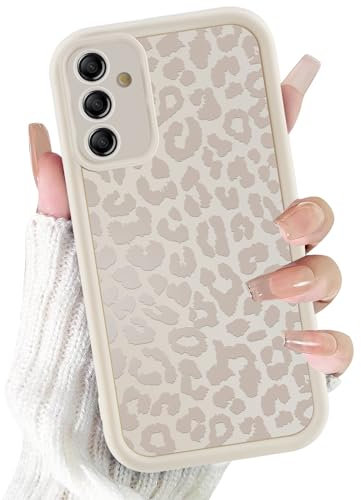 ZhuoFan Hülle für Samsung Galaxy S24 5G 6,2”, Aesthetic Leopard Muster Handyhülle Weiß Matte Schutzhülle Ultra Weich Silikon Dünn TPU Case Stoßfest Kratzfest Bumper Cover, 07