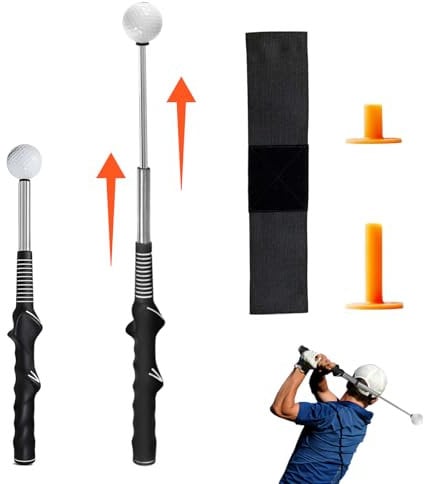 Golf Grip Swing Training Aid, Retractable Golf Training Aids with Arm Band and Striking Pad(75mm), Golf Swing Trainer for Warm-up, Indoor Practice -Strength & Tempo Training for Chipping Hitting