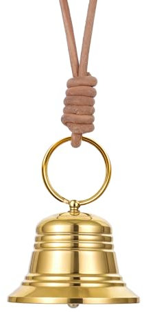Brass Hanging Bell for Door Knob Decoration Vintage Hanging Bell for Door Knob Small Brass Bell for Home Garden Decor Shopkeepers Bell on Rope Garden Decoration (Gold)