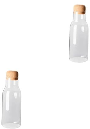 Gatuida 2pcs Beverage Storage Bottle Cork Lid Glass Water Jug Cold Water Holder