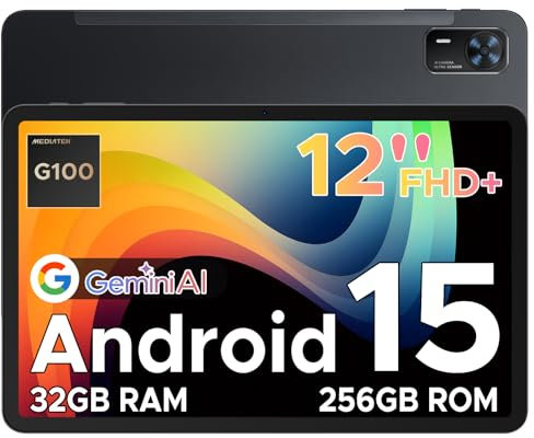 DOOGEE Tab E3+ Android 15 Tablets 12 Inch Android, FHD+Tablet With SIM Card Slot, Helio G100 Octa-Core AI Tablets, 90 Hz Gaming Tablet, 32GB+256GB/2TB, 8800mAh, 7.5mm Ultra-thin/Quad Speakers/Face ID