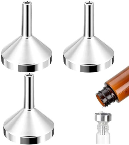3PCS Small Funnel Set - Silver Aluminium Mini Funnels - 2.5cm Mouth Diameter - Stainless Steel Funnels for Liquids Powders Filling Bottles Oils Perfume Jam