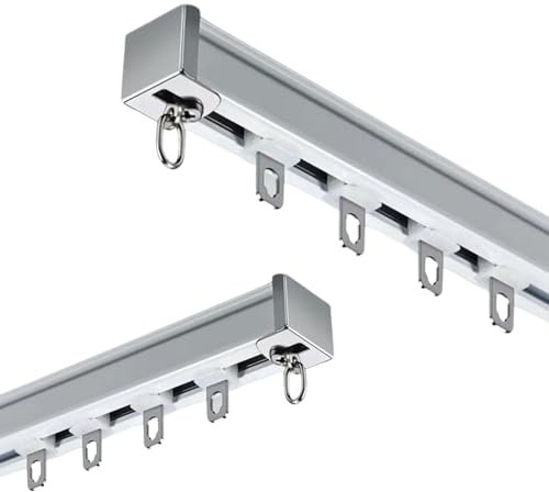 GLMGBP Leise gleitende Vorhangschiene, an der Decke oder an der Wand montierte Vorhangschiene für Vorhänge, Raumteiler-Gardinenstangen – perfekt für Privatsphäre in offenen Räumen (weiß) (250 cm (2