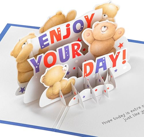 Hallmark 3D & Pop Up Card, Forever Friends Design, Birthday, Blue | Father's Day, Celebration, Graduation, Measures 7.2x23.8x17.3cm, Recyclable, Signature White Envelope Lined With Gold Foil