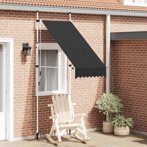 Einziehbare Markise Handbetrieben, 100 cm Anthrazit, UV- & Wetterbeständig, für Terrasse, Balkon, Garten, Fenster, Sonnenschutz