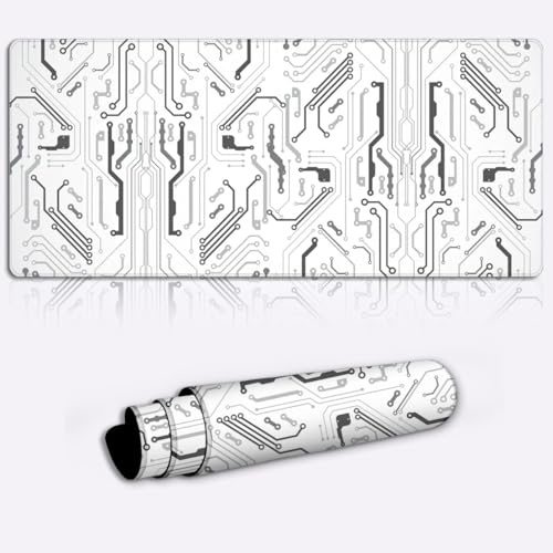 hi tech digital technology and engineering theme Washable Large Mouse Mat Non-Slip Rubber Base Computer PC Laptop Gaming Office Home Desk Accessory Gadget Very Funny Stress Reduction Pad Directions
