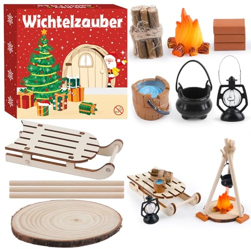 Wichtel Zubehör12 Miniatur Deko, Wichtel Set Weihnachten Komplett Miniatur ZubehöR Szene， Ausstattung Von PuppenhäUsern, Miniaturlandschaften Und Kreative Weihnachten Dekorationen