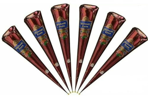 6 x Kaveree Mehndi Cones Dark Brown Mehndi | All Natural Body Art Organic Hebral Temporary Tattoo | Ready to Use