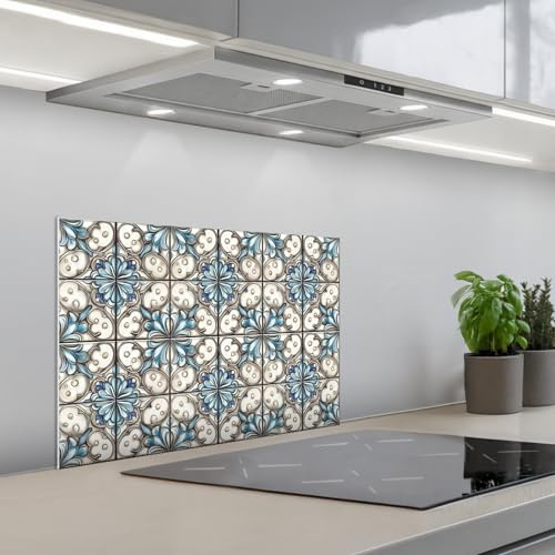 KitchenYeah© Küchenrückwand Selbstklebend Küchenspritzschutz Rückwand | 60x40 cm - Wandschutz Ohne Bohren Spritzschutz Wand Wandverkleidung Barock - Fliese - Bunt