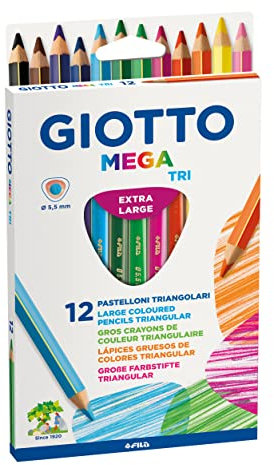 GIOTTO Mega Tri, Dickkern Buntstifte, 12er Kartonetui, farbig sortiert
