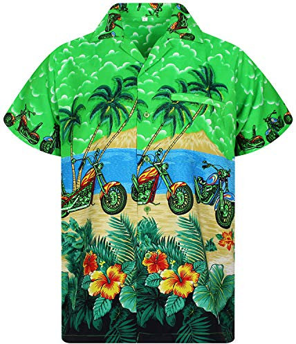 V.H.O. Funky Hawaiihemd, Kurzarm, Bike, grün, M