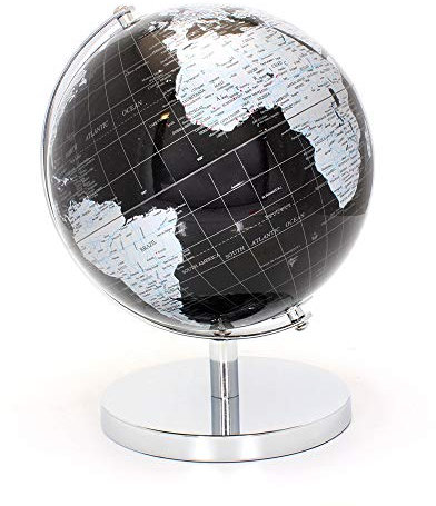 LEONARDO Weltkugel, 27 cm, Metall, Silber/schwarz