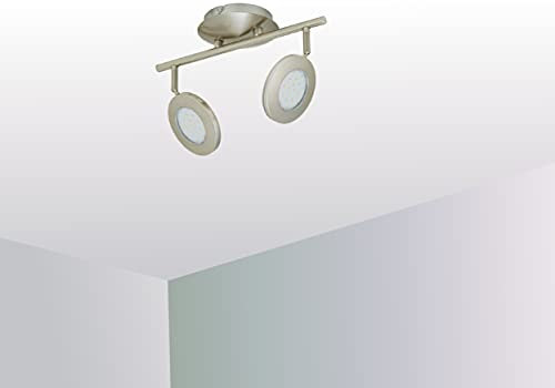 Trango 2-flammig 2804-022 LED Deckenleuchte in Nickel matt inkl. 2x LED Leuchtmittel 3000K warmweiß *Sherry* Badleuchte, Deckenstrahler, Deckenlampe, Flurlampe, Strahler, Wandlampe, Flurlampe