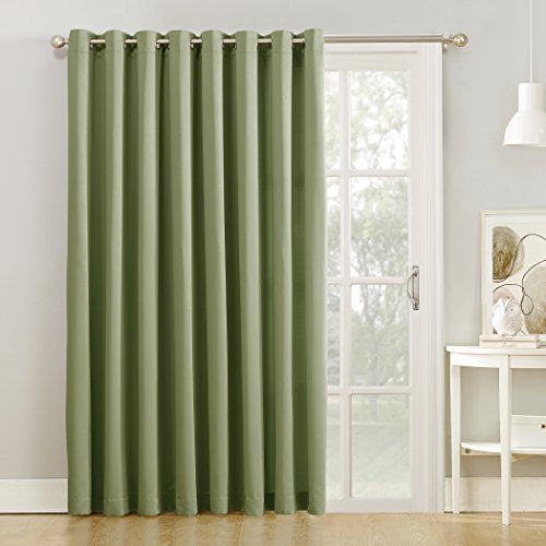 Sun Zero Barrow Energy Efficient Grommet Sliding Patio Door Curtain Panel, 100 x 84, Sage Green