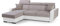 mb-moebel Ecksofa mit Schlaffunktion Eckcouch mit Bettkasten Sofa Couch mit verstellbare Kopfstütze L-Form Polsterecke Schlafsofa Gästebett - 236x165x97 cm - PEDRO (Beige + Weiß, Ecksofa Links)