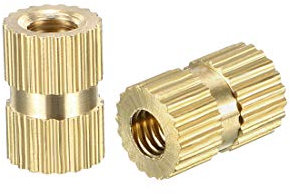 sourcing map Knurled Insert Nuts - 20Pcs M3 x 8mm Length x 5.4mm OD Female Thread Brass Threaded Insert Embedment Nut for 3D Printer
