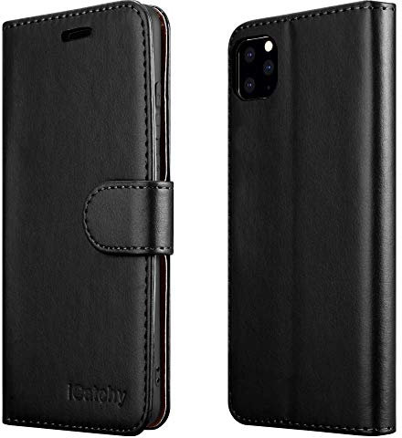 iCatchy for iPhone 11 Pro Case 5.8-Inch Leather Wallet Book Flip Folio Stand View Magnetic Protect Cover compatible with iPhone 11 Pro 5.8-Inch Phone (Black)