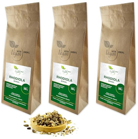 VITAI DEAL Vegan® ROSENWURZ - Wurzel 3x 300g geschnitten & getrocknet - Rhodiola rosea - ROSEN - WURZWUZEL - Rosenwurzwurzel Kräuter Tee & Aufguss, ohne Zusatzstoffe.