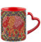 Traditional Retro Indian Elephant Oriental Ethnic Pattern Mug Vintage Colourful Decorative Hippy Boho Coffee Tea Cocoa Soup Daily use Mug. (Red Heart Handle Mug)