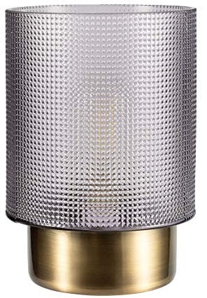 Pauleen 48133 Pure Glamour mobile Tischleuchte Glas Tischlampe Timerfunktion 6H Batterie Glaslampe ohne Kabel Rauchglas Grau Glas/Metall