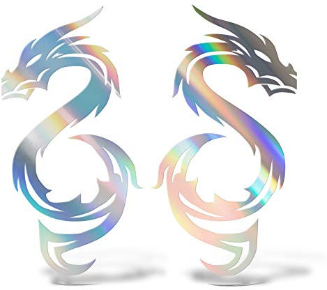 ERREINGE Aufkleber mit Hologramm-Aufkleber, 15 cm, 2 Drachen, selbstklebend, Vinyl, Laptop, Auto, Motorrad, Wohnmobil